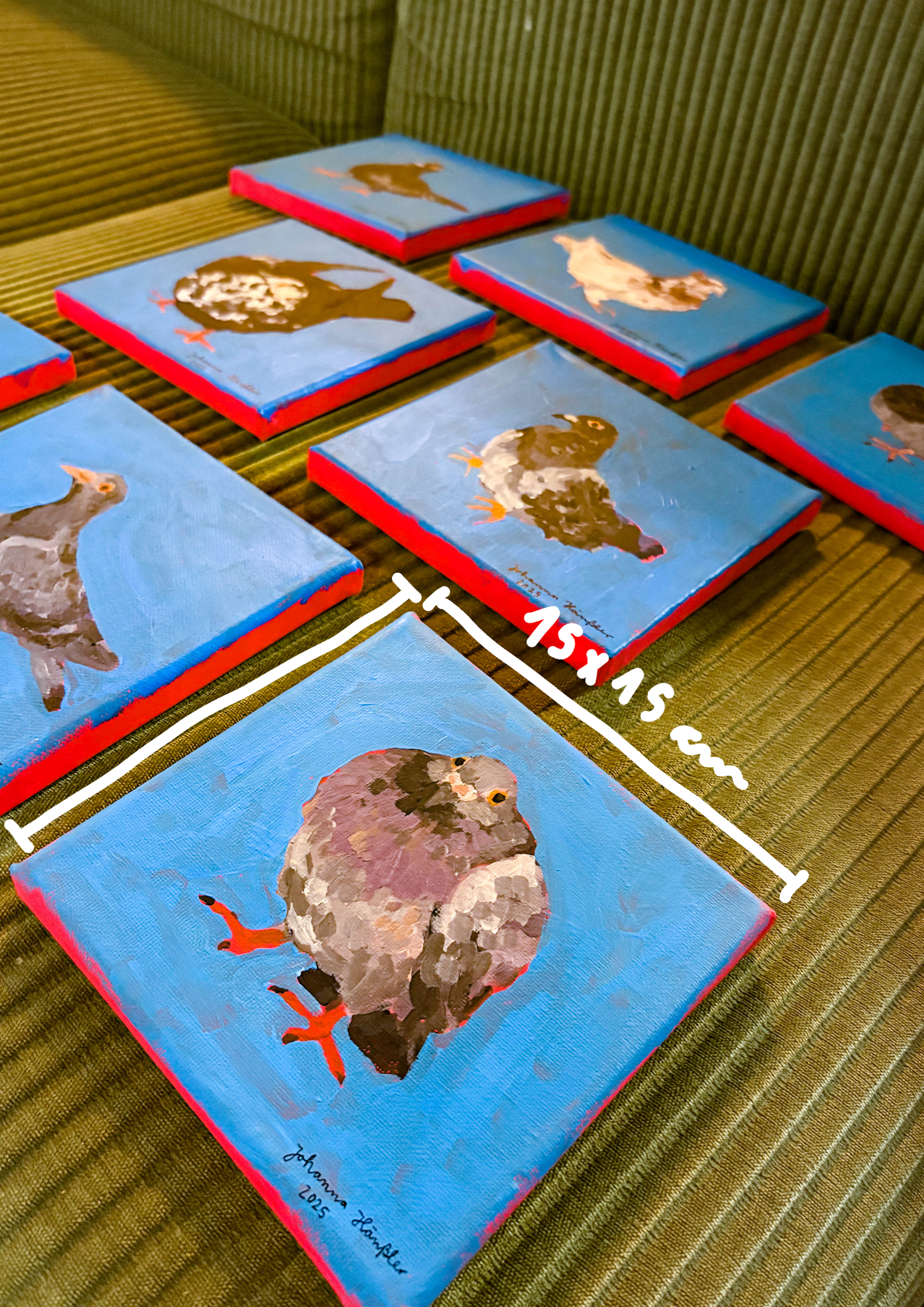 Custom Pigeon Portrait (Acryl auf Leinwand, 15x15cm) – Bild 5