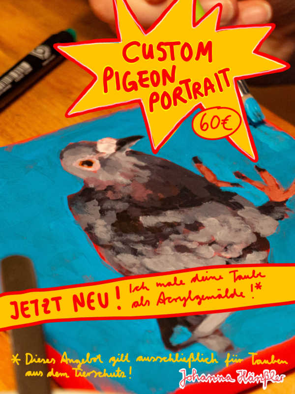 Custom Pigeon Portrait (Acryl auf Leinwand, 15x15cm)